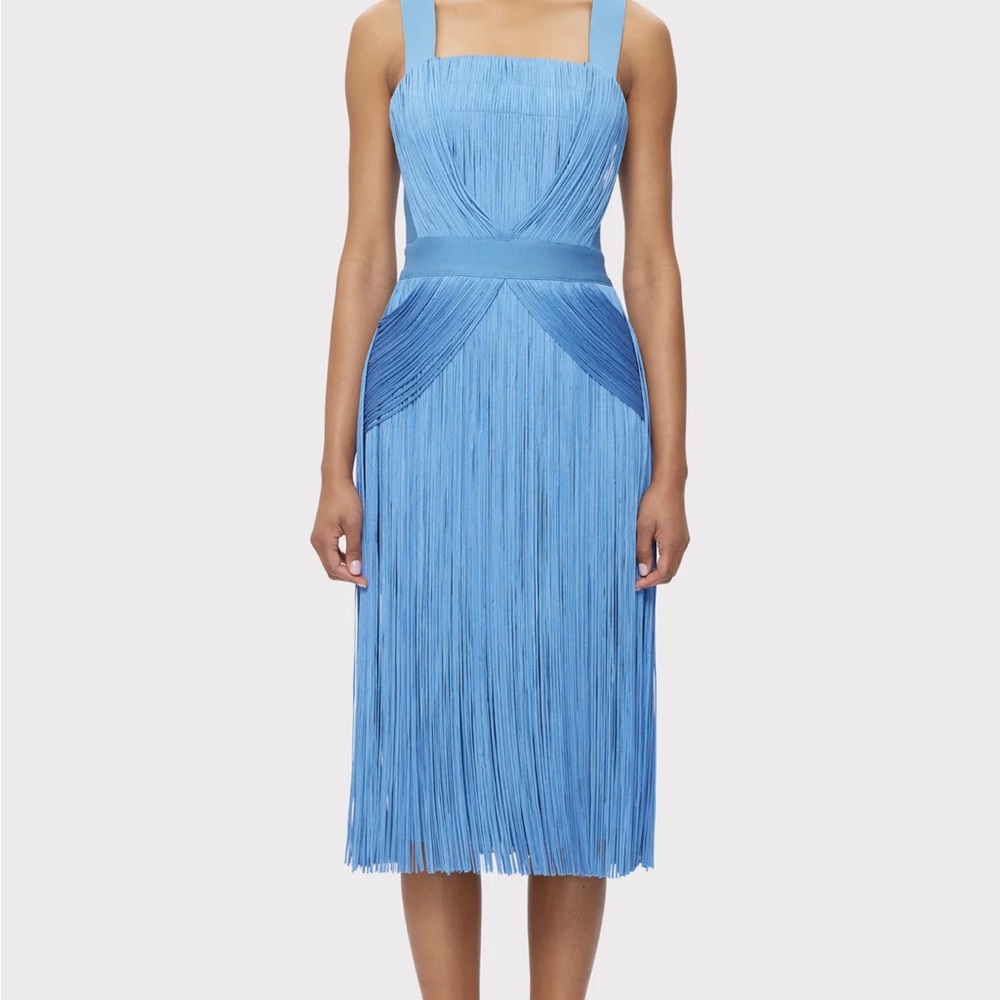 Hermes Sky Blue Fringe Midi Dress